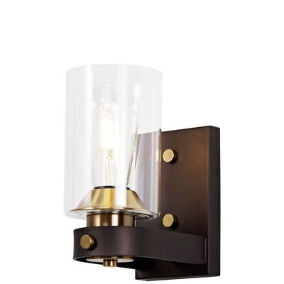Sabina Wall Lamp 2 Light E27, Brown Oxide/Bronze With Clear Glass Shades / VL08788