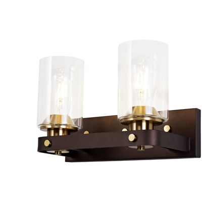 Genevieve Small Wall Lamp, 1 x E27, Antique Bronze/Clear Ripple Glass, IP54, 2yrs Warranty / VL08789