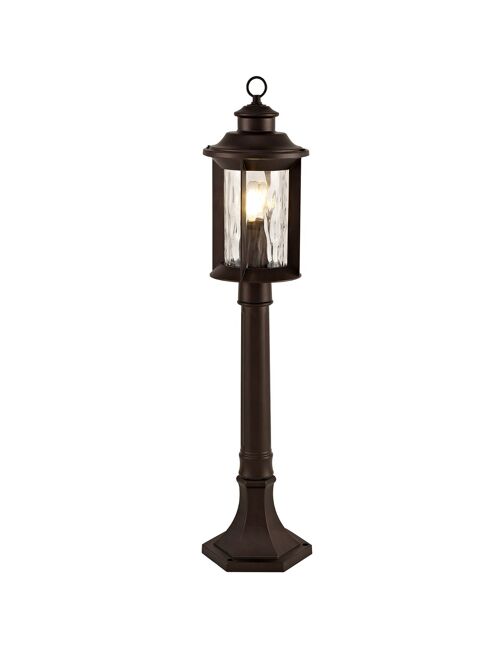 Genevieve Post Lamp, 1 x E27, Antique Bronze/Clear Ripple Glass, IP54, 2yrs Warranty / VL08792