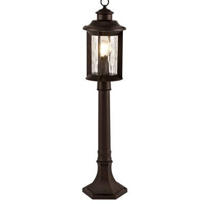 Genevieve Post Lamp, 1 x E27, Antique Bronze/Clear Ripple Glass, IP54, 2yrs Warranty / VL08792