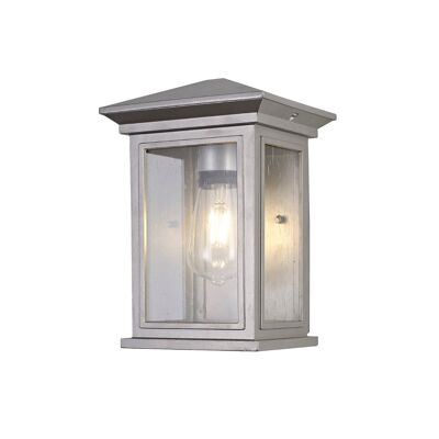 Beatrix Flush Wall Lamp, 1 x E27, IP54, Silver Grey/Clear Seeded Glass, 2yrs Warranty / VL08794