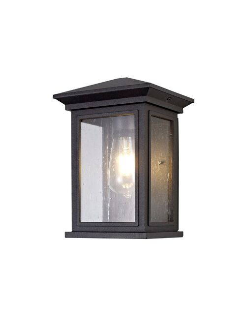 Beatrix Flush Wall Lamp, 1 x E27, IP54, Anthracite/Clear Seeded Glass, 2yrs Warranty / VL08796