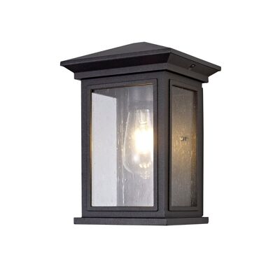 Beatrix Flush Wall Lamp, 1 x E27, IP54, Anthracite/Clear Seeded Glass, 2yrs Warranty / VL08796