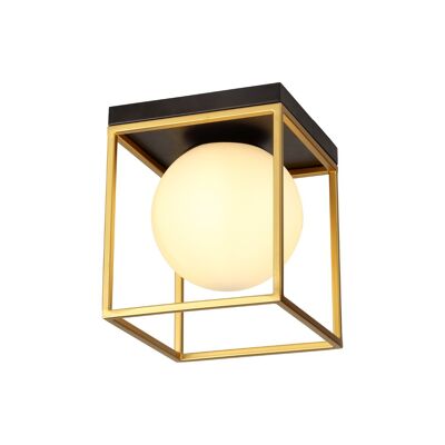 Melissa Square Ceiling Flush, 1 Light E14, Matt Black/Painted Gold / VL08797