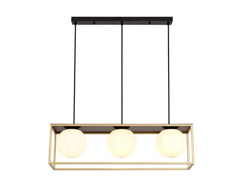 Melissa Linear Pendant, 3 Light Adjustable E14, Matt Black/Painted Gold / VL08798