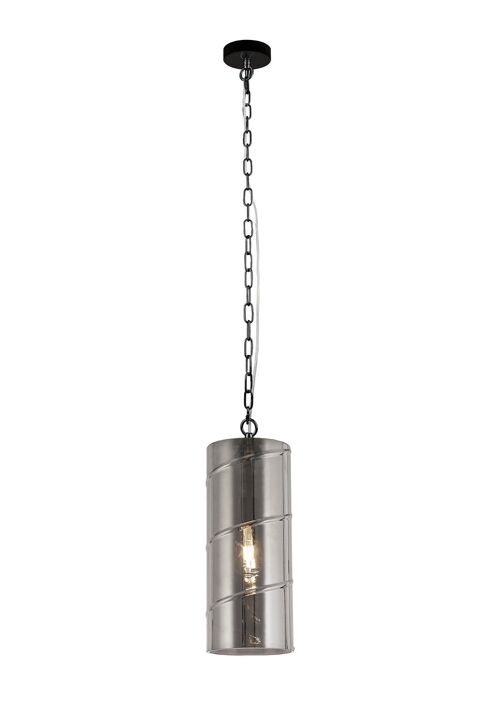 Harriet Pendant, 1 Light E27, Matt Black/Smoked / VL08804