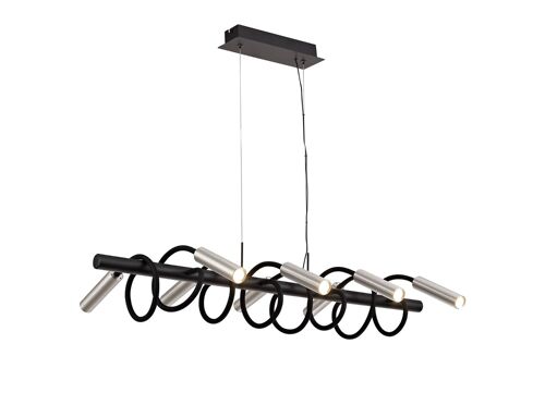 Lacey Linear Pendant, 8 Light Adjustable Arms, 8 x 4W LED Dimmable, 3000K, 2000lm, Black/Aluminium, 3yrs Warranty / VL08809