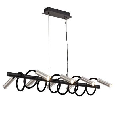 Lámpara colgante lineal Lacey, 8 brazos ajustables de luz, 8 LED de 4 W regulables, 3000 K, 2000 lm, negro/aluminio, 3 años de garantía / VL08809