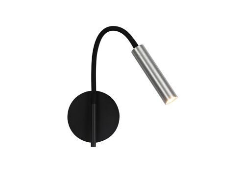 Lacey Wall Lamp, 1 Light Adjustable Switched, 1 x 5W LED, 3000K, 311lm, Black/Aluminium, 3yrs Warranty / VL08810