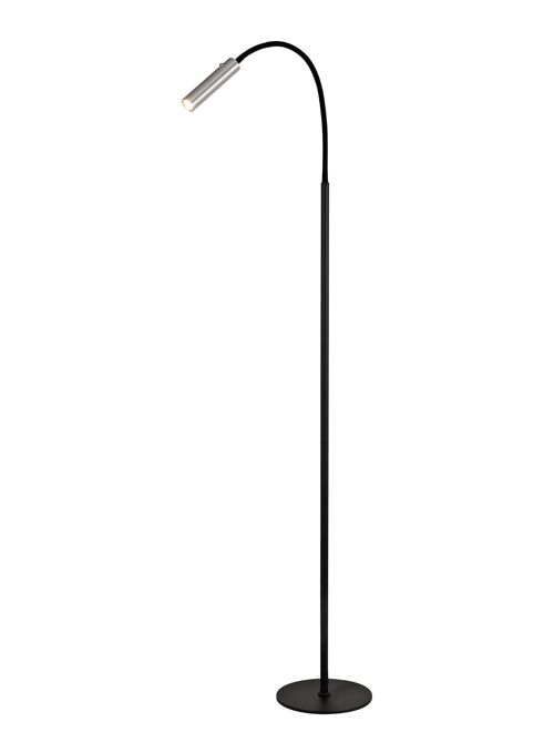 Lacey Floor Lamp, 1 Light Adjustable Switched, 1 x 7W LED, 3000K, 436lm, Black/Aluminium, 3yrs Warranty / VL08812