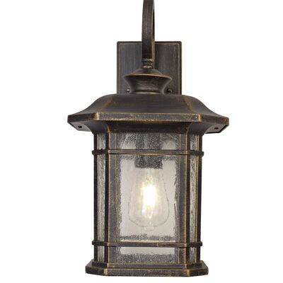 Lampada da parete grande Aurelia, 1 x E27, oro nero spazzolato/vetro seminato, IP54, 2 anni di garanzia / VL08814