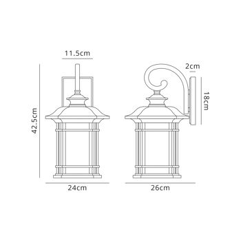 Aurelia Large Applique Murale, 1 x E27, Or Noir Brossé/Verre Grainé, IP54, Garantie 2 ans / VL08814 5