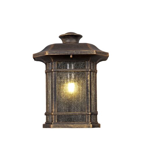 Aurelia Half Wall Lamp, 1 x E27, Brushed Black Gold/Seeded Glass, IP54, 2yrs Warranty / VL08815