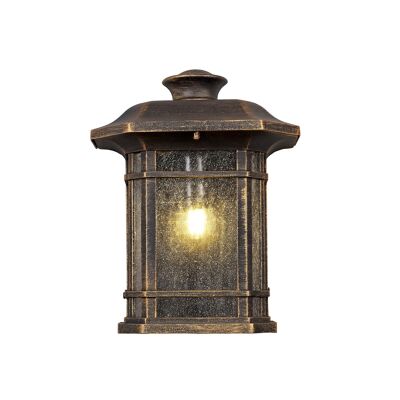 Aurelia Half Wall Lamp, 1 x E27, Brushed Black Gold/Seeded Glass, IP54, 2yrs Warranty / VL08815