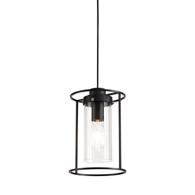 Sospensione singola Laura, 1 luce E27, vetro nero/trasparente / VL08819