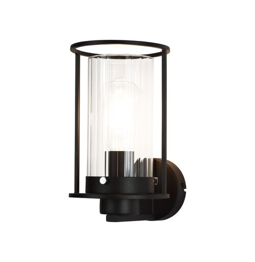 Laura Wall Light, 1 Light E27, Black/Clear Glass / VL08821