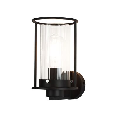 Lampada da parete Laura, 1 luce E27, nero/vetro trasparente / VL08821
