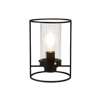Lámpara de Sobremesa Laura, 1 Luz E27, Negro/Cristal Transparente / VL08822