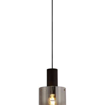 Kira Single Pendant, 1 Light Adjustable E27, Black/Smoke Fade Glass / VL08823