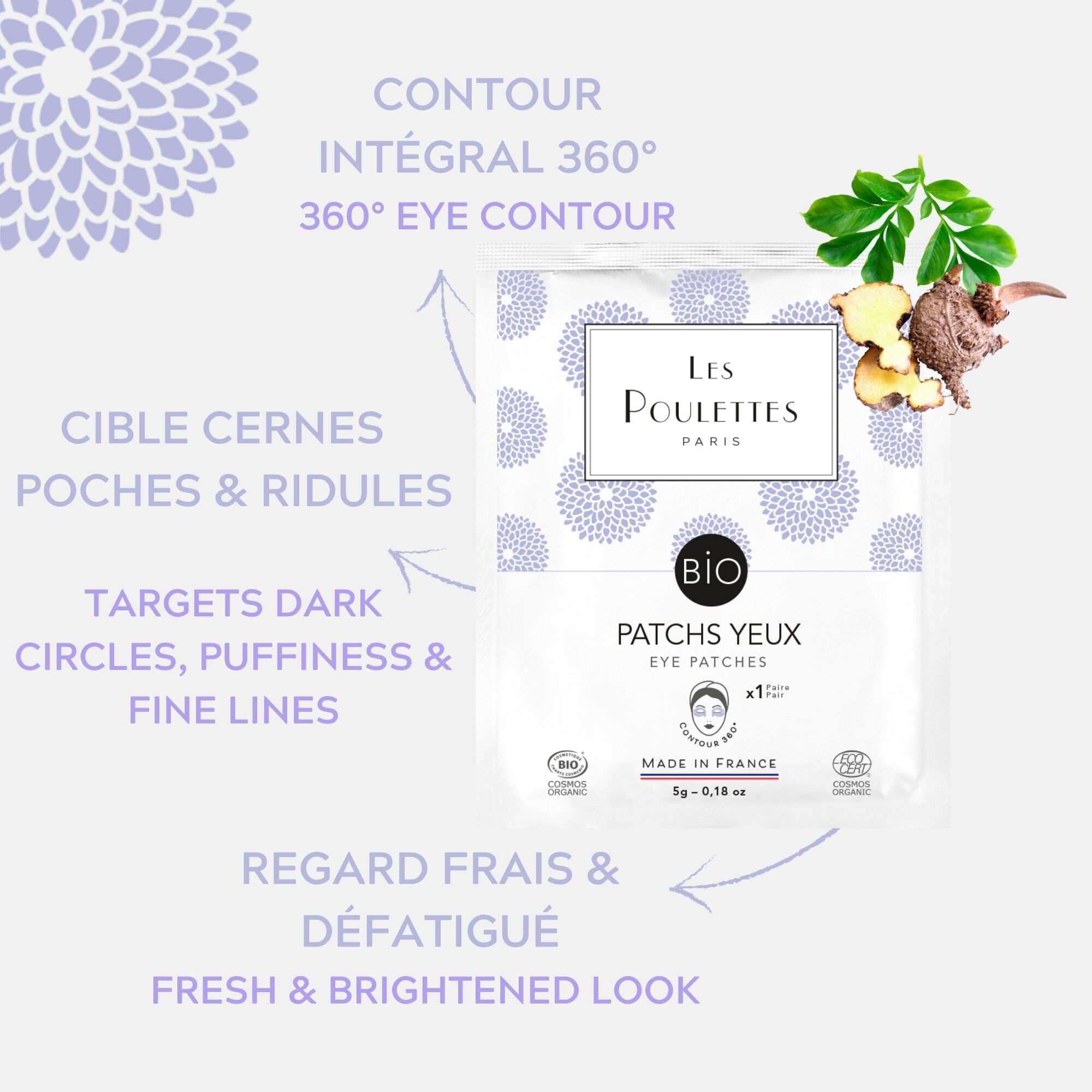 Patchs Yeux en Hydrogel - rides poches cernes fatigue - certifié Bio Cosmos Organic - Ecocert