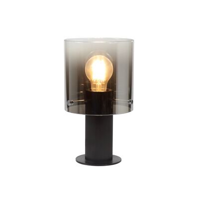 Lampe de table Kira, lampe de table 1 lumière E27, verre noir/fumé fondu / VL08828