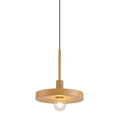 Lámpara Colgante Naomi Single, 1 Luz Orientable E27, Efecto Madera / VL08829