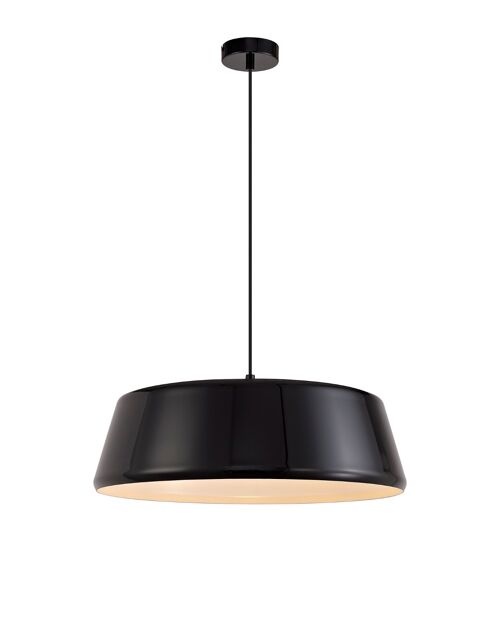 Foster Single Large Pendant, 1 Light Adjustable E27, Gloss Black/Gloss White/ VL08831