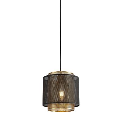 Sienna Singola Pendente Piccola, 1 Luce Regolabile E27, Nero Opaco/Oro Satinato / VL08837