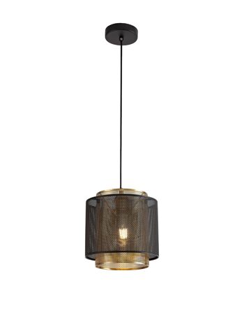 Sienna Single Small Suspension, 1 Lumière Réglable E27, Noir Mat/Or Satiné / VL08837 1