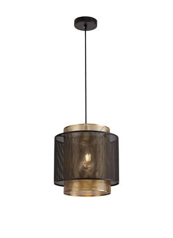 Sienna Single Large Suspension, 1 Lumière Réglable E27, Noir Mat/Or Satiné / VL08838 1