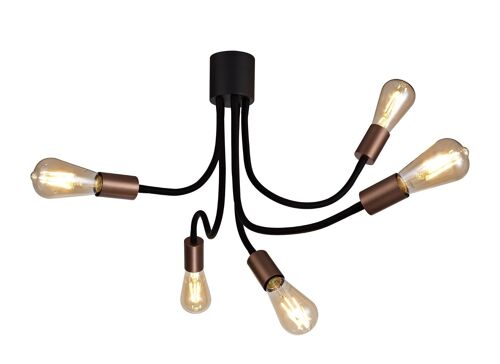 Garza Flexible Ceiling 5 Light E27, Satin Black/Brushed Copper / VL08880