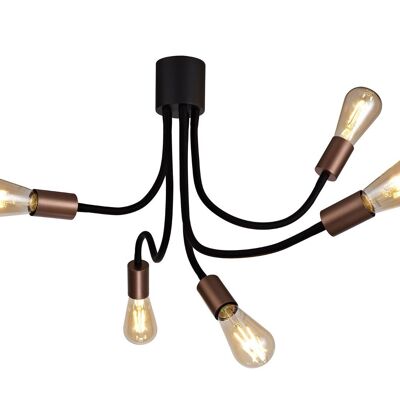 Garza Flexible Ceiling 5 Light E27, Satin Black/Brushed Copper / VL08880