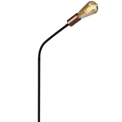 Garza Lampada da Tavolo Flessibile, 1 Luce E27, Nero Satinato/Rame Spazzolato / VL08882