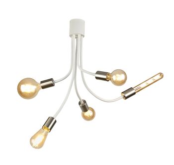 Garza Flexible Plafonnier 5 Lumières E27 Blanc Satiné/Nickel Satiné / VL08887 2