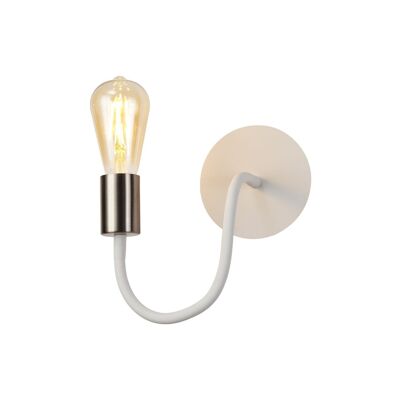 Garza Flexible Switched Wall Lamp, 1 Light E27 Satin White/Satin Nickel / VL08888