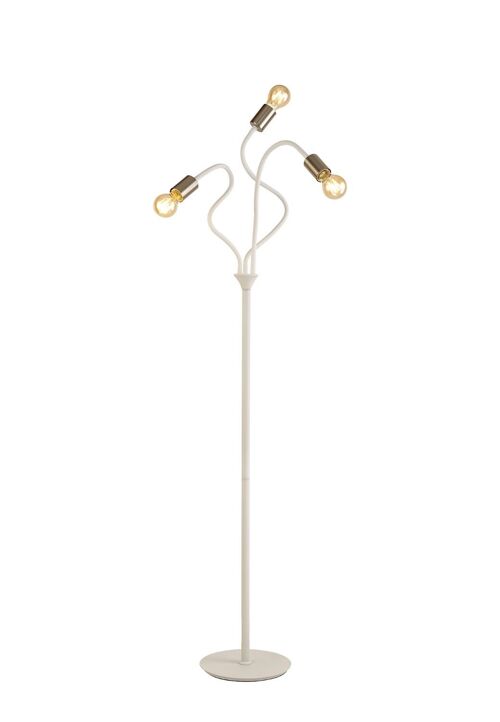 Garza Flexible Floor Lamp, 3 Light E27 Satin White/Satin Nickel / VL08890