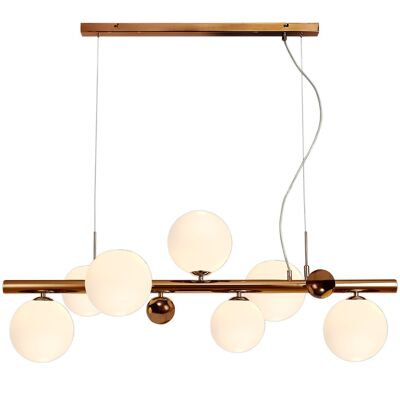 Rosalie Linear Pendant , 7 x G9, Antique Copper, Opal & Copper Glass/ VL08895