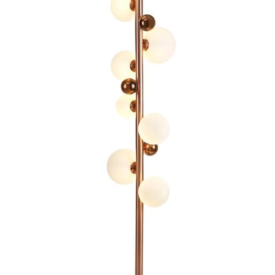 Lampadaire Rosalie, 8 x G9, cuivre antique/opale et verre cuivré / VL08896