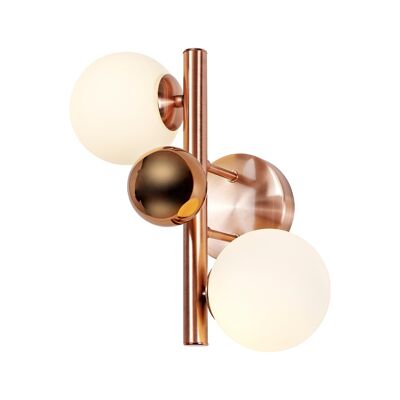 Rosalie Wandleuchte, 2 x G9, Antikkupfer/Opal & Kupferglas / VL08898