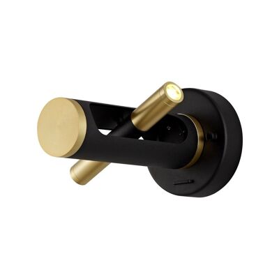 Mollie Switched Wandleuchte, 2 x 2W LED, 3000K, 560lm, Sandschwarz/Gold / VL08906