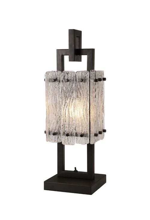 Grace Table Lamp, 1 Light E27, Matt Black/Crystal Sand Glass / VL08922
