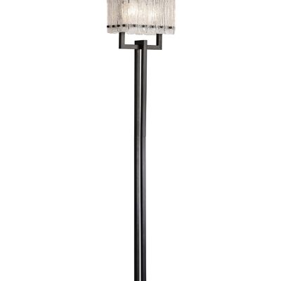 Grace Floor Lamp, 2 Light E27, Matt Black/Crystal Sand Glass / VL08923