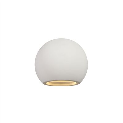 Alisha Round Ball Up & Down Wall Lamp, 1 x G9, White Paintable Gypsum / VL08948