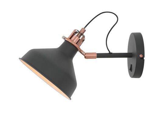 Morgana Adjustable Wall Lamp Switched, 1 x E27, Graphite/Copper/White / VL08953