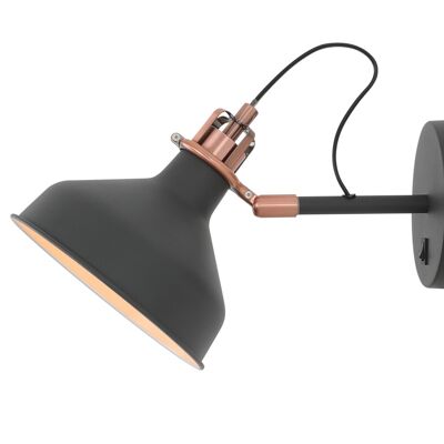 Morgana Verstellbare Wandleuchte Switched, 1 x E27, Graphit/Kupfer/Weiß / VL08953