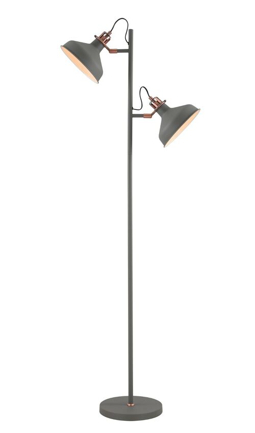 Morgana Floor Lamp, 2 x E27, Sand Grey/Copper/White / VL08954