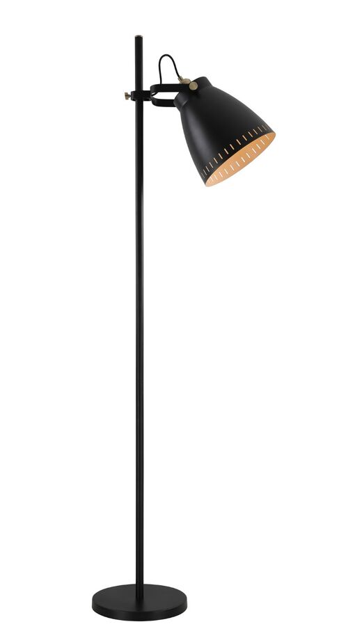 Perry Adjustable Floor Lamp, 1 x E27, Matt Black/Antique Brass/Khaki / VL08958