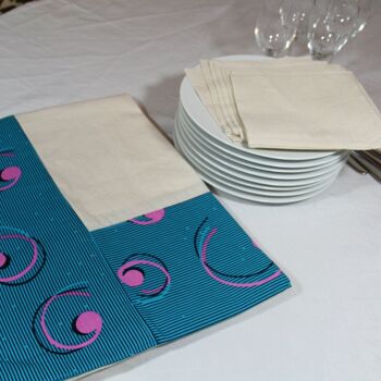 Nappe de table en wax - Pink & blue 4