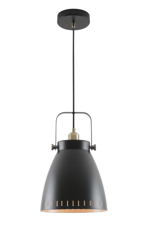 Perry Large Pendant, 1 x E27, Matt Black/Antique Brass/Khaki / VL08962