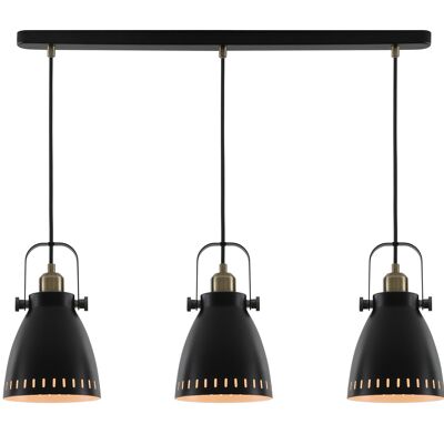 Perry Linear Pendant, 3 x E27, Matt Black/Antique Brass/Khaki / VL08963